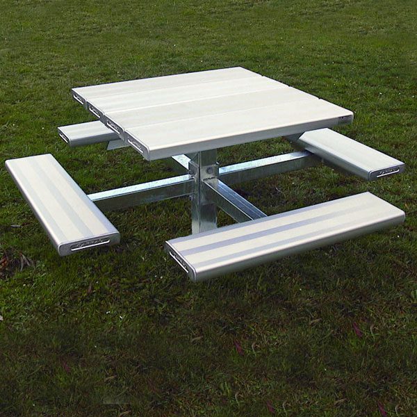 Square pedestal picnic table setting