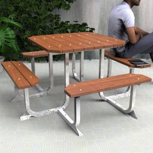 Square picnic table setting