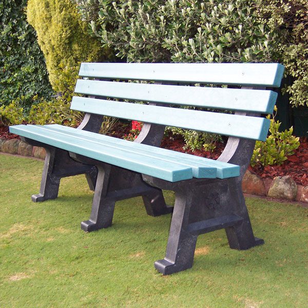 Recycled plastic seat with back