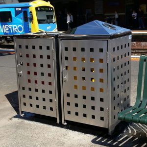 Stainless steel municipal bin surrounds