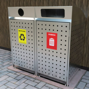 Stainless Steed Dual Bay Bin Surround with Curved Covers