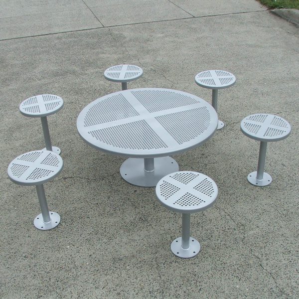 Low cafe table and stools