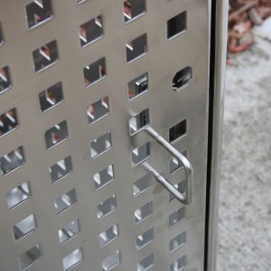 Stainless steel features on bin surround