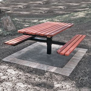 Pedestal picnic table setting
