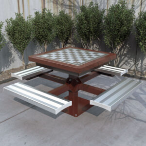 Outdoor Chess Table with Aluminium Benches