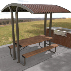 Sheltered Picnic Table with Timber-Look Aluminium Planks