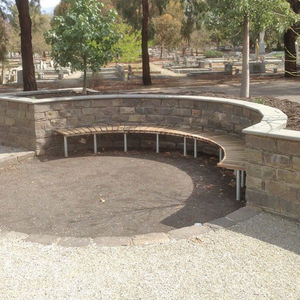 Curved park benches