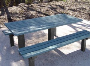 Inground recycled plastic picnic tables