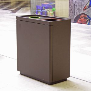 Indoor mall bin, Fully powdercoated freestanding bin with dual liners