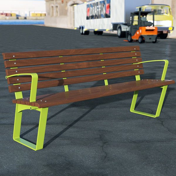 Bright coloured frames on a Park Seat