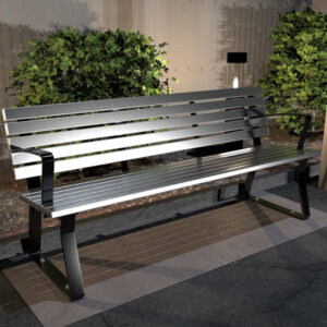 Outdoor seat with back and armrests - Aluminium Battens
