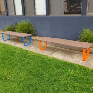 Kiama Bench with EV Battens and Bright powdercoated Legs