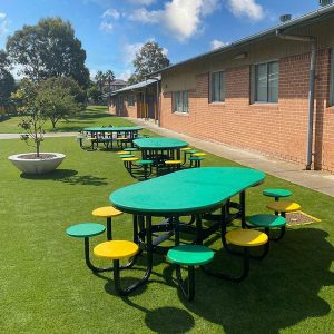 Recycled Plastic and Steel Oval Table Setting at Greenway Park School