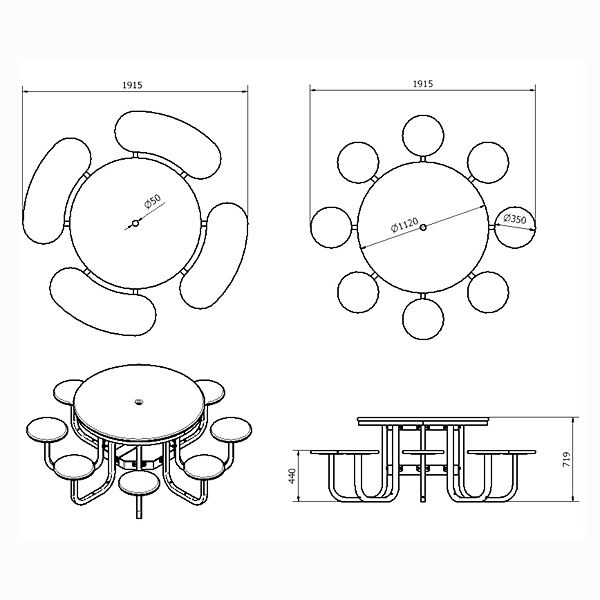 Picnic Setting Dimensions