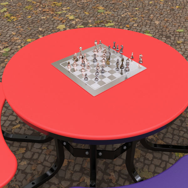 Stainless Steel Chess Insert on Outdoor Table Setting