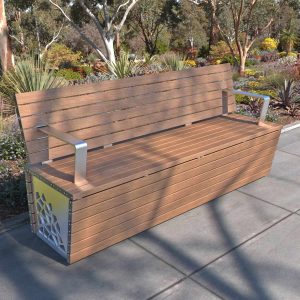 Batten Wrapped Park Seat in a Botanic Garden in outer Brisbane