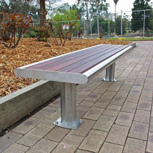 Stainless steel and timber bench seat