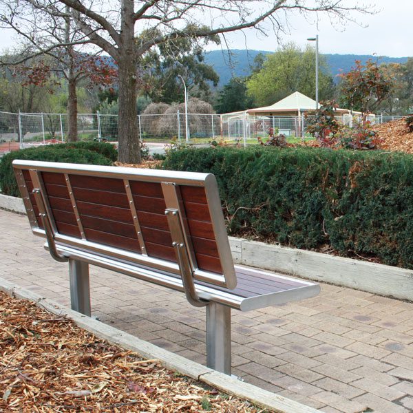 Stainless steel and timber park seat
