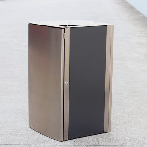 Flat cover on bin surround, stainless steel construction