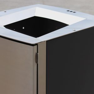 Flat Stainless steel cover on a bin surround