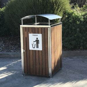Timber clad wheelie bin enclosure