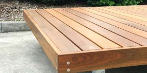 Platform Bench with timber top and galvanised mild steel frame
