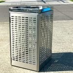 Stainless steel bin surround for public wheelie bins