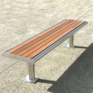 Timber Battened Bench with all stainless steel frame