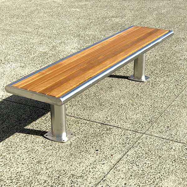 Park Bench with stainless steel frame and spotted gum battens