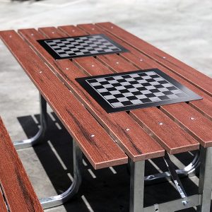 Economic Picnic table setting with chessboard insert