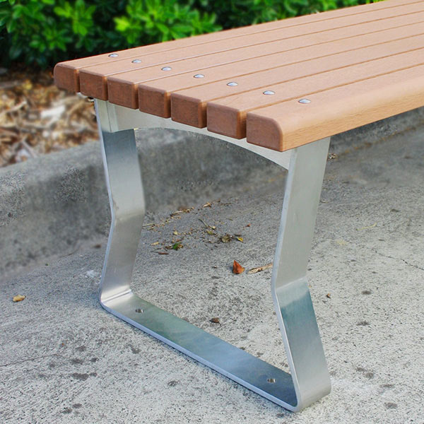 Stainless steel and composite timber bench