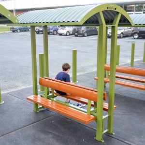 School shelter with double sided seating