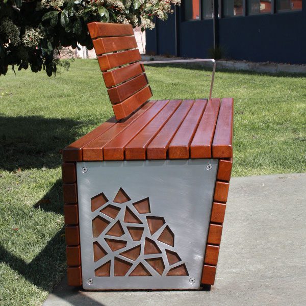 Timber wrapped park bench