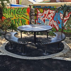 Heavy duty all steel round outdoor table setting