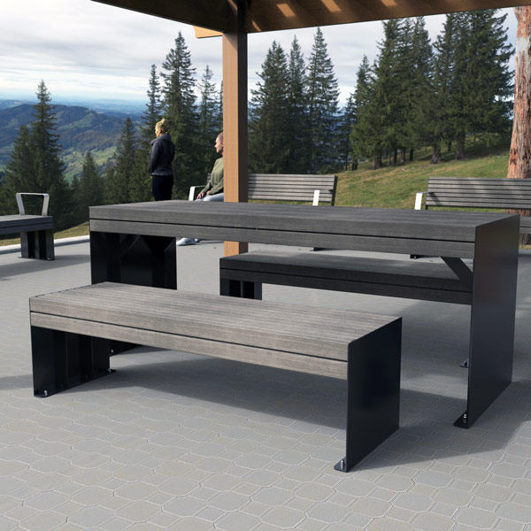 Commercial Outdoor Table setting, Alpine Ash Timber-Look Aluminium