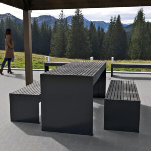 Alpine Ash Timber-Look Aluminium Outdoor Table setting