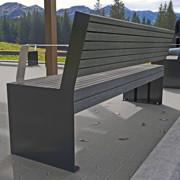 Hobart Park Seat with Back Alpine Ash Timber-Look Aluminium