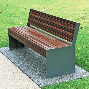 Hobart Park Seat with Back Spotted Gum, Powdercoated Frames
