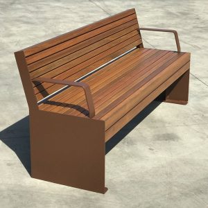Hobart Park Seat with Back Powdercoated corten look