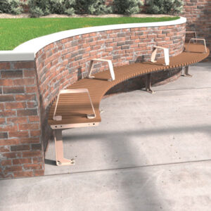 Curved Bench follows around Retaining Wall