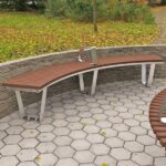 Wandin Curved Bench with armrests and Flat Bar Legs