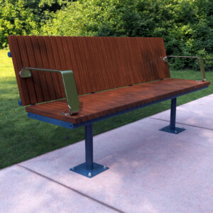 Straight Wandin park seat with stainless steel armrests
