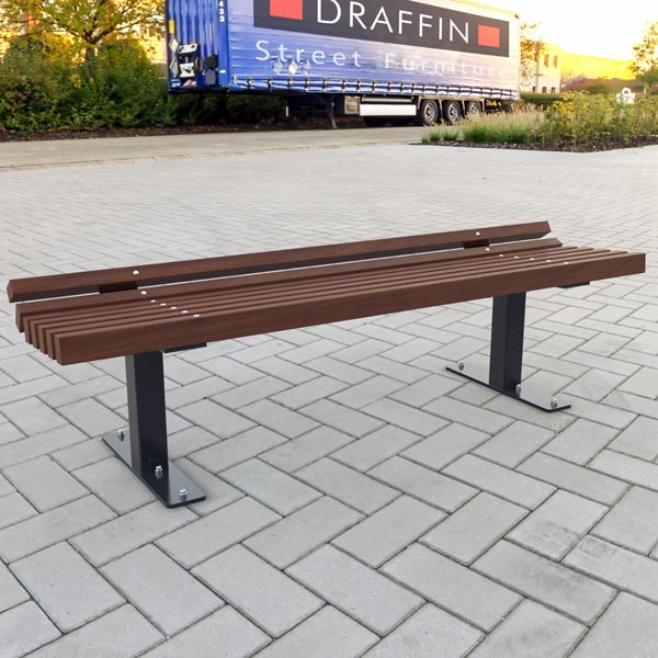 Park Bench with powdercoated frame, spotted gum battens