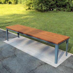 Wide park bench with hardwood timber battens