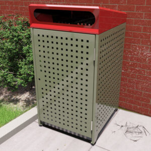 Wheelie Bin Enclosure with Red Cover