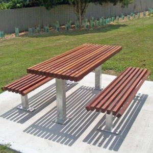 Picnic Setting with timber battens and mild steel frame