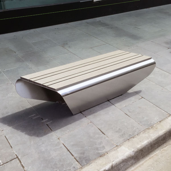 Stainless steel bench with composite battens