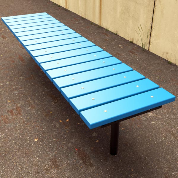 Straight park bench with recycled plastic battens