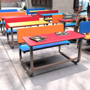 Outdoor School Desk, Mild steel Frame, Recycled Plastic tops