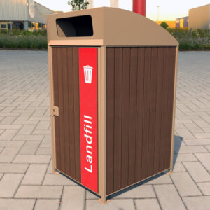 Batten Clad bin surround with curved cover
